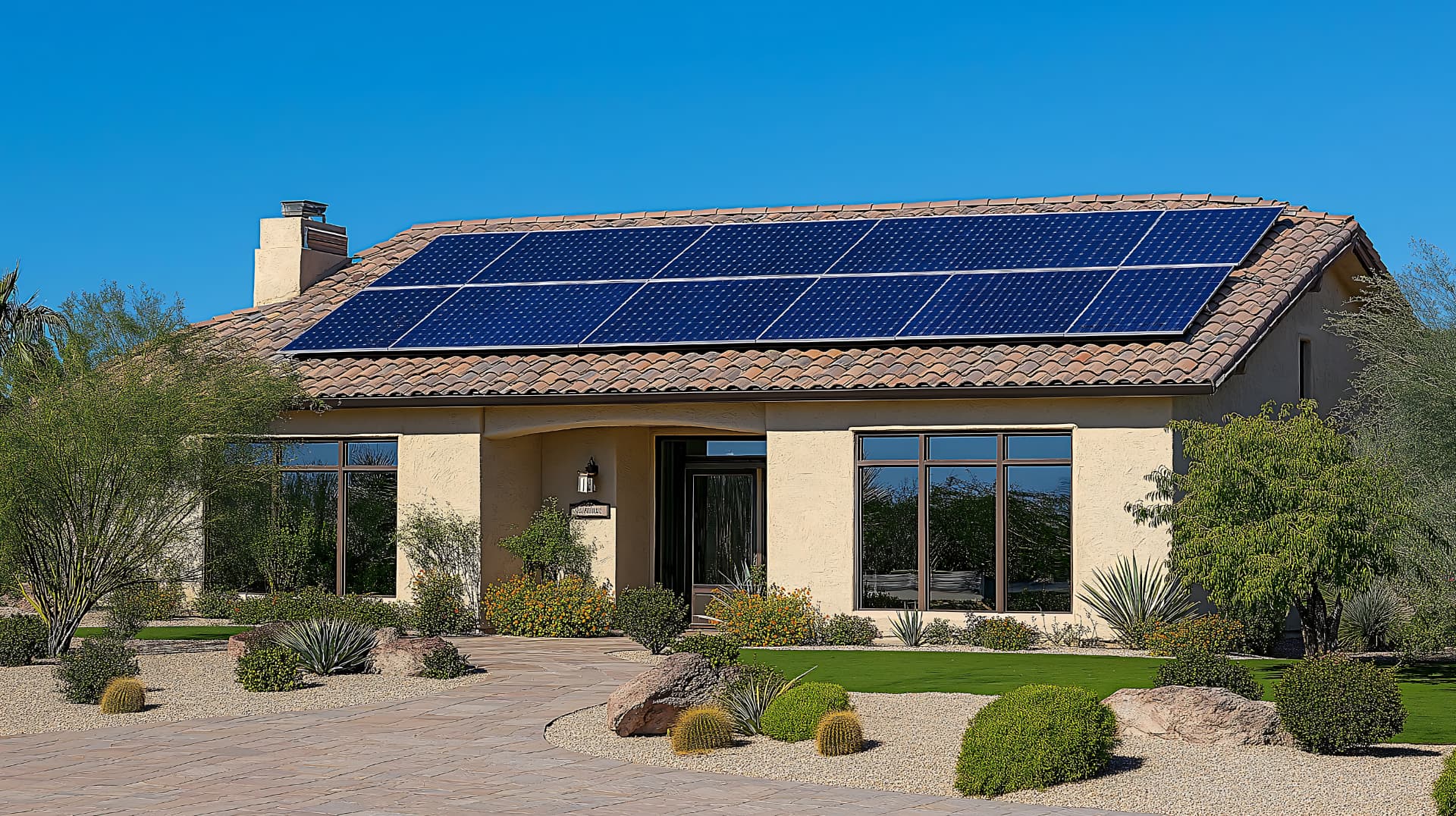 Arizona home with clean windows and solar panels